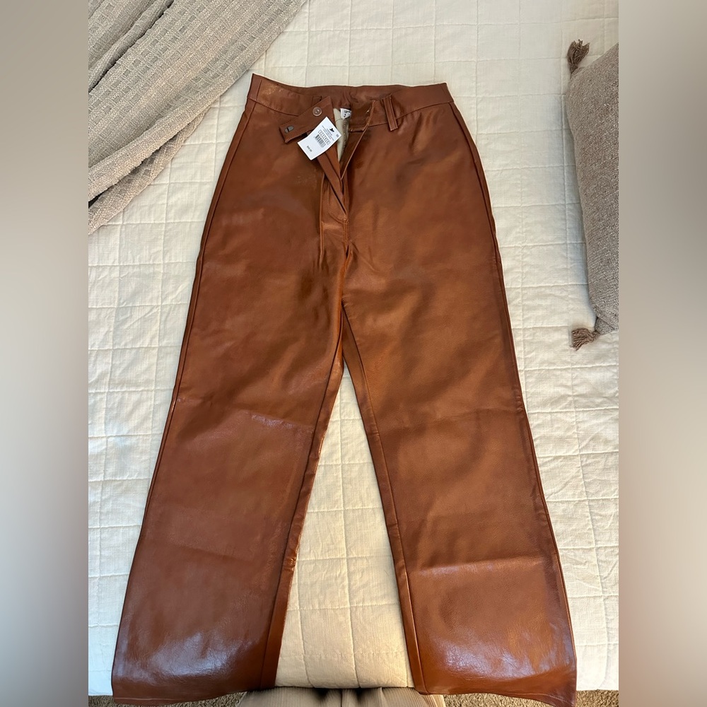 Cotton On Shiny Tan Vegan Pants